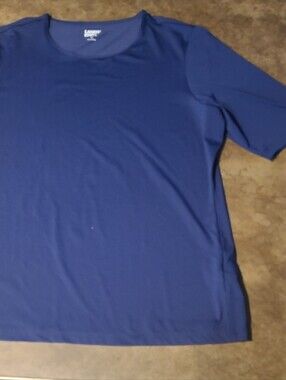 LANDS' END Women's XL Stretch Nylon Spandex Elbow Sleeve Navy Top